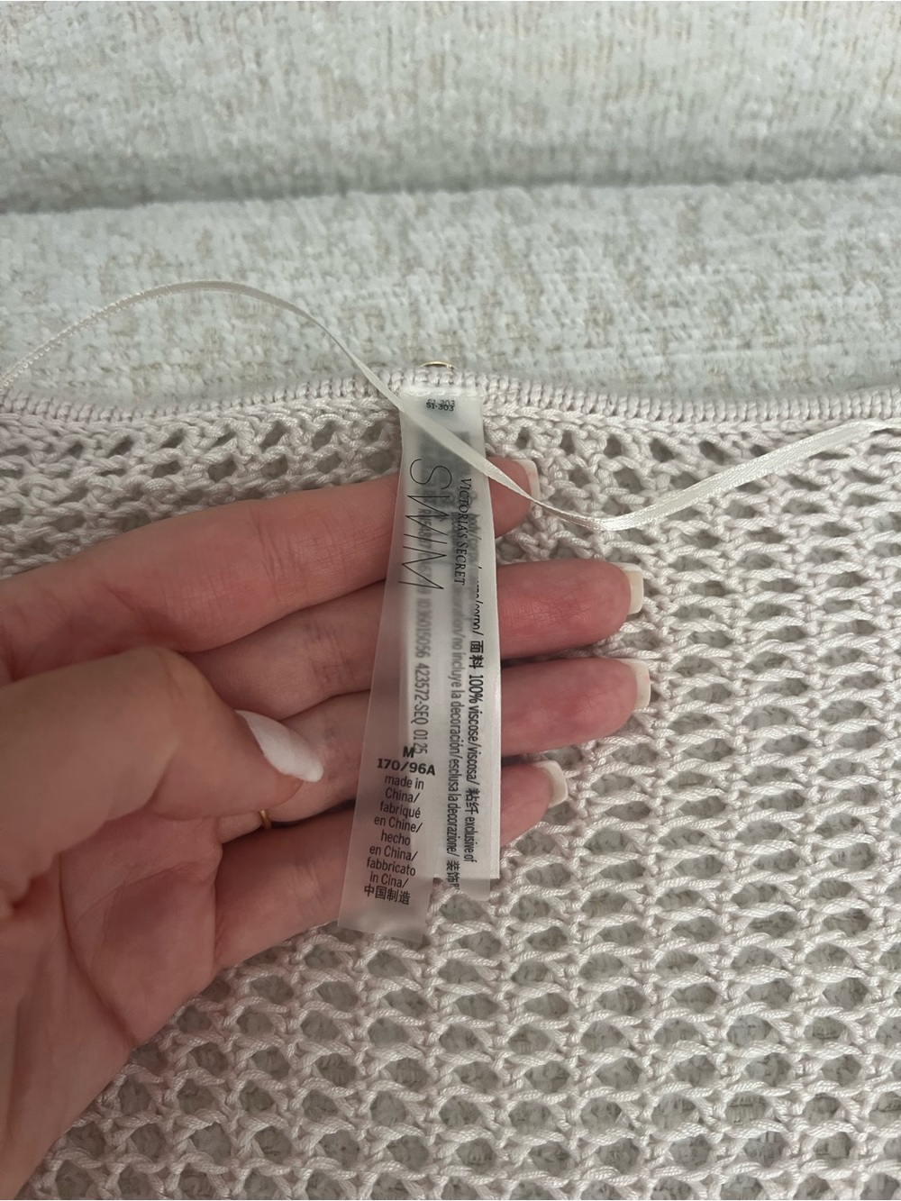 Victoria's Secret Beachwea Coverup Crochet Long Sleeve Mini Dress in Pearl White - Picture 8 of 8
